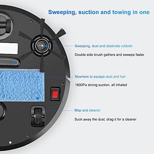 Smart Robot with Powerful Suction for Floor Sweeping Dry Wet Mopping
